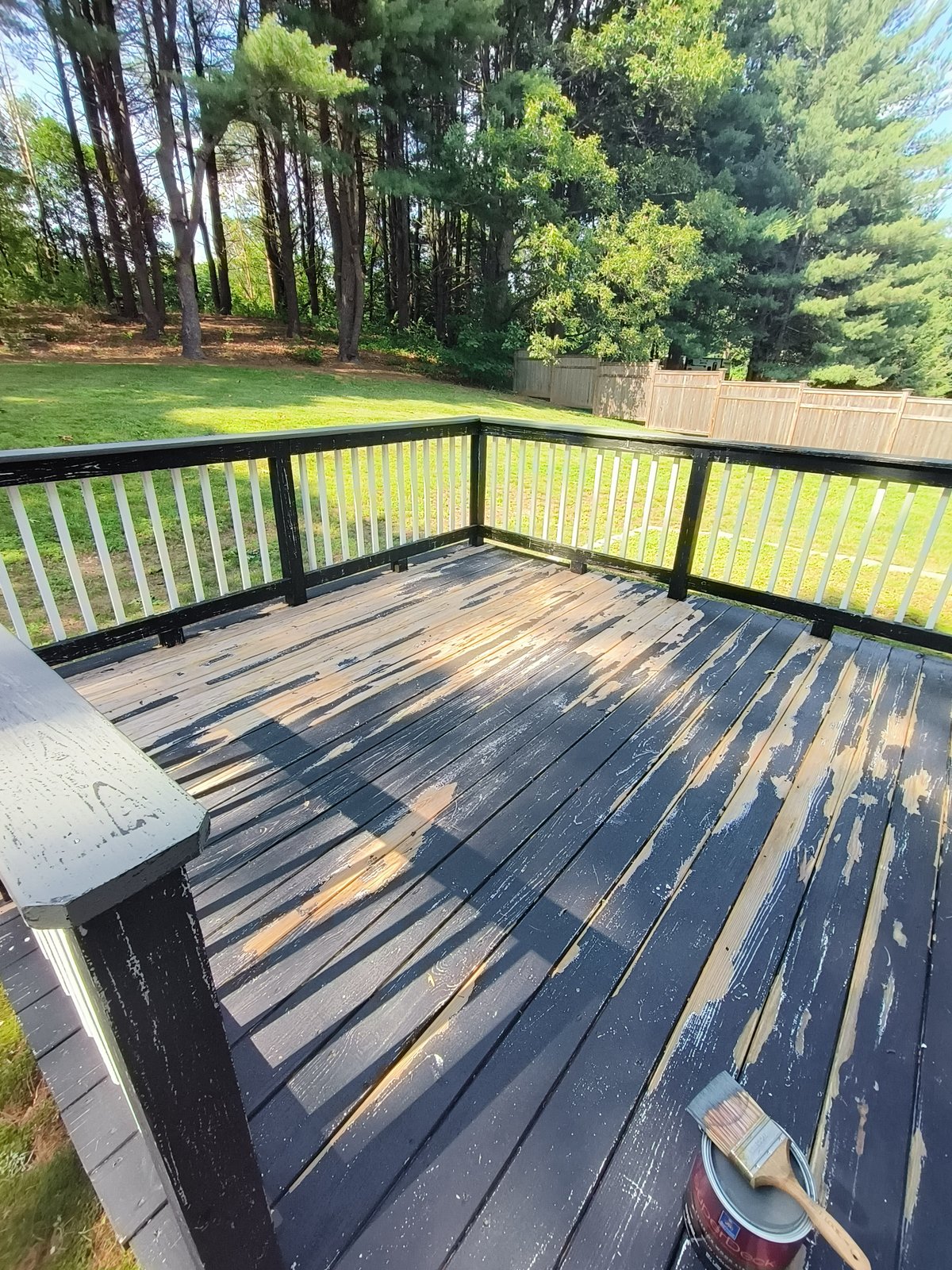 Exterior Deck Peeling Paint Before Painting — Frank Leonard Painting LLC