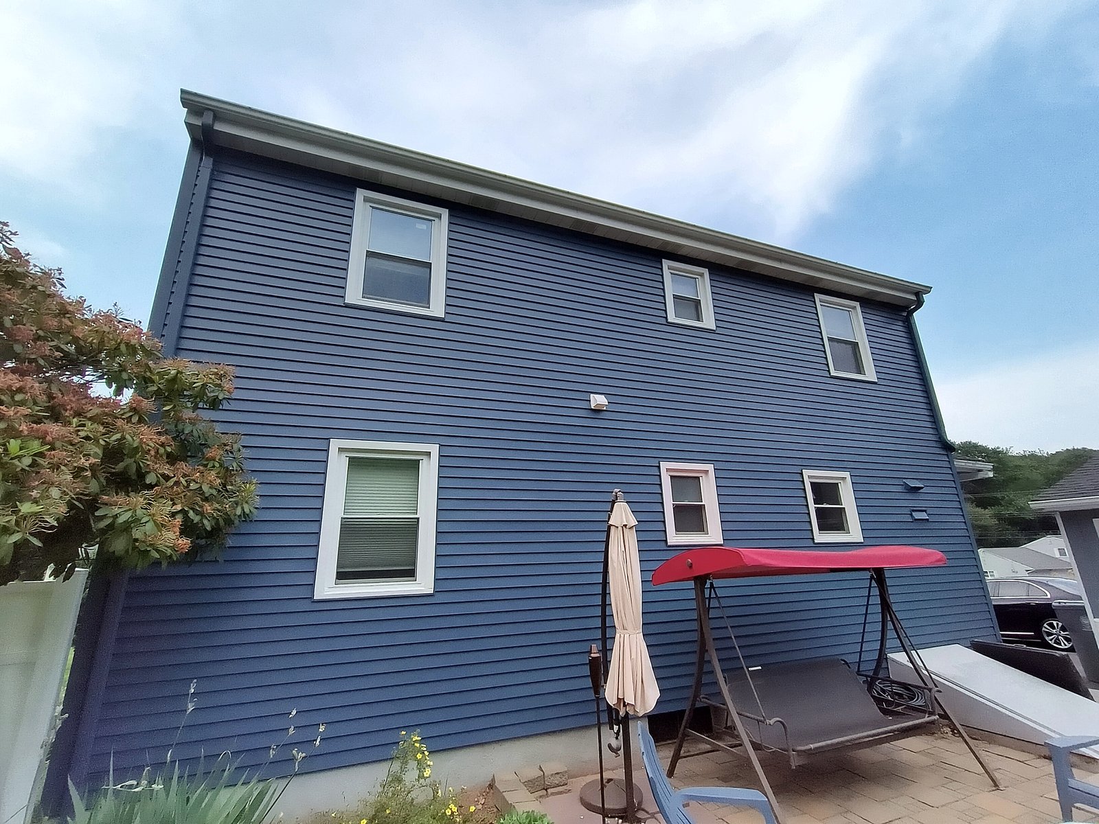 Exterior House Blue Siding Painting — Frank Leonard Painting LLC