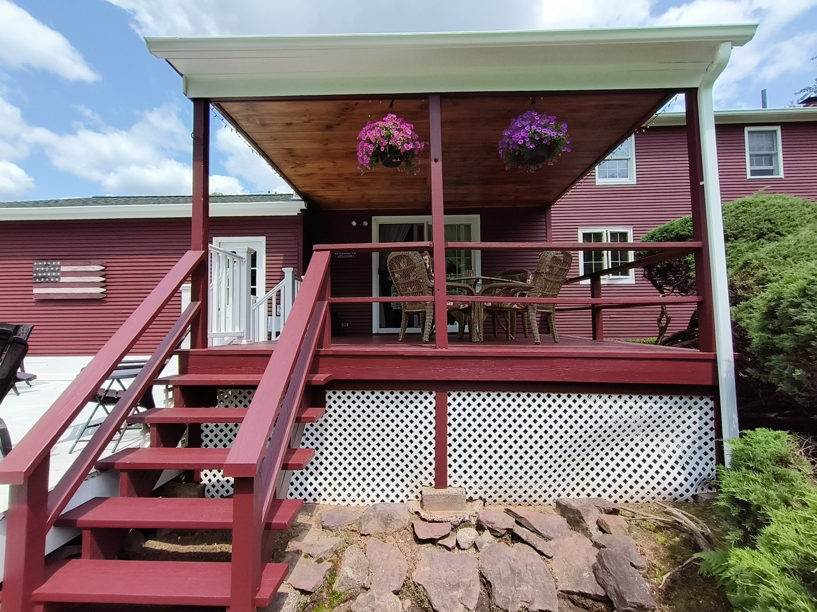 Exterior House Red Siding Deck Patio — Frank Leonard Painting LLC