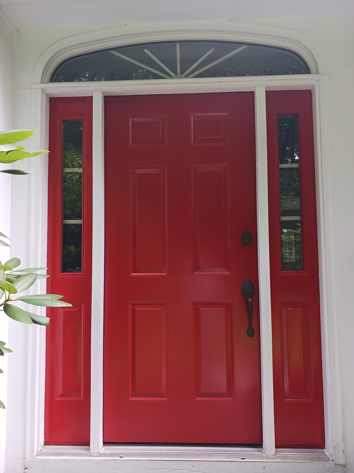 Exterior Red Door White Trim — Frank Leonard Painting LLC