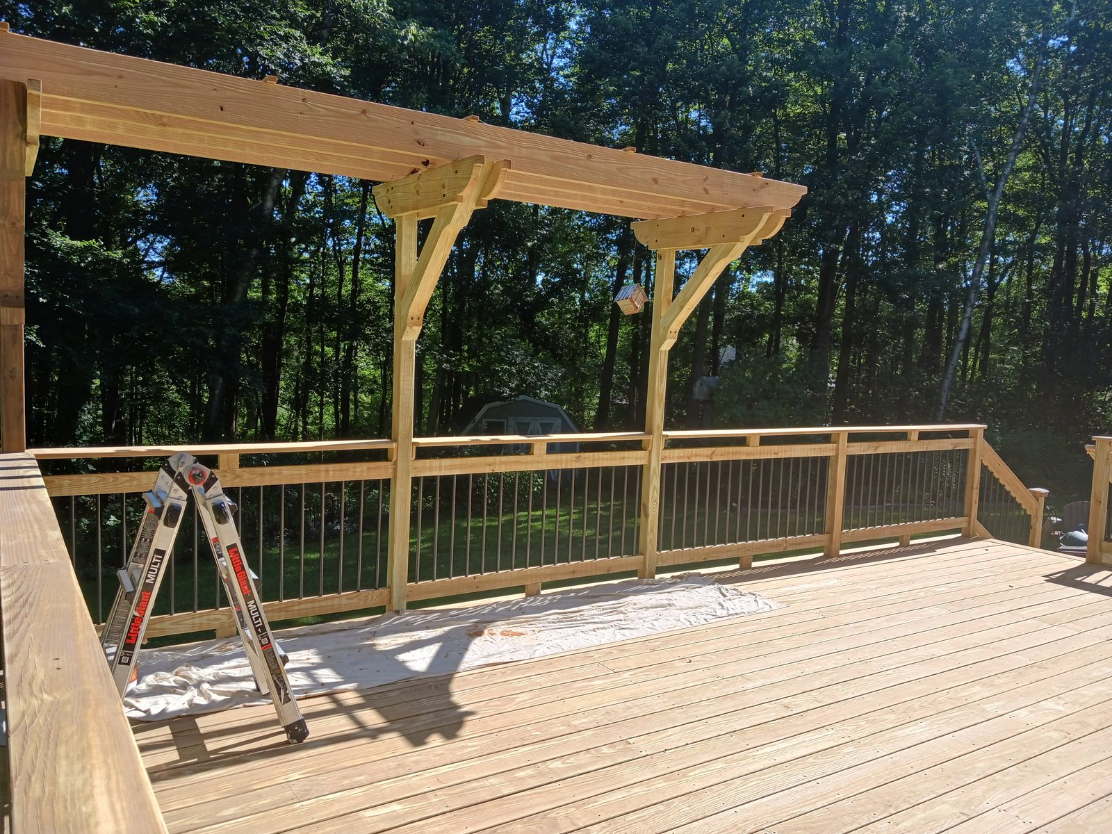 Exterior Wood Deck Pergola New Construction — Frank Leonard Painting LLC