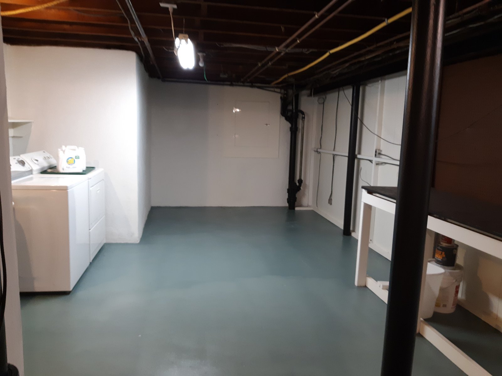 Interior Basement White Walls Painted Concrete Floor — Frank Leonard Painting LLC