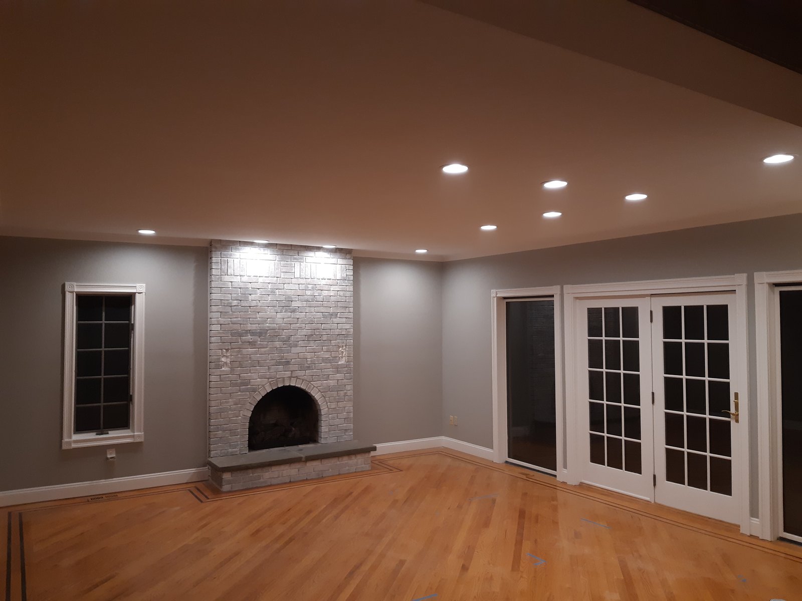 Interior Room Gray Walls White Trim Fireplace — Frank Leonard Painting LLC