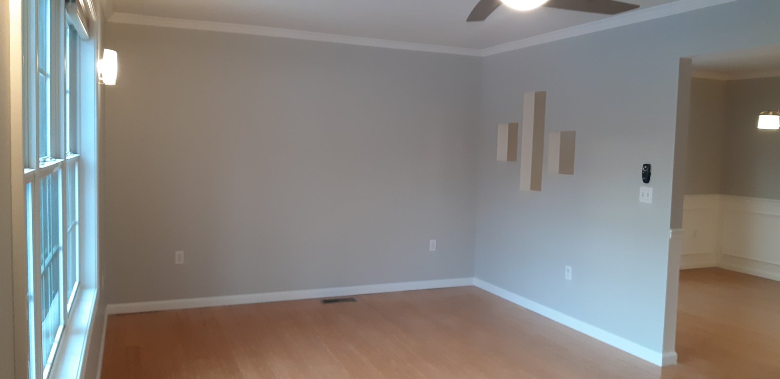 Interior Room Light Gray Walls White Trim Hardwood Floor — Frank Leonard Painting LLC