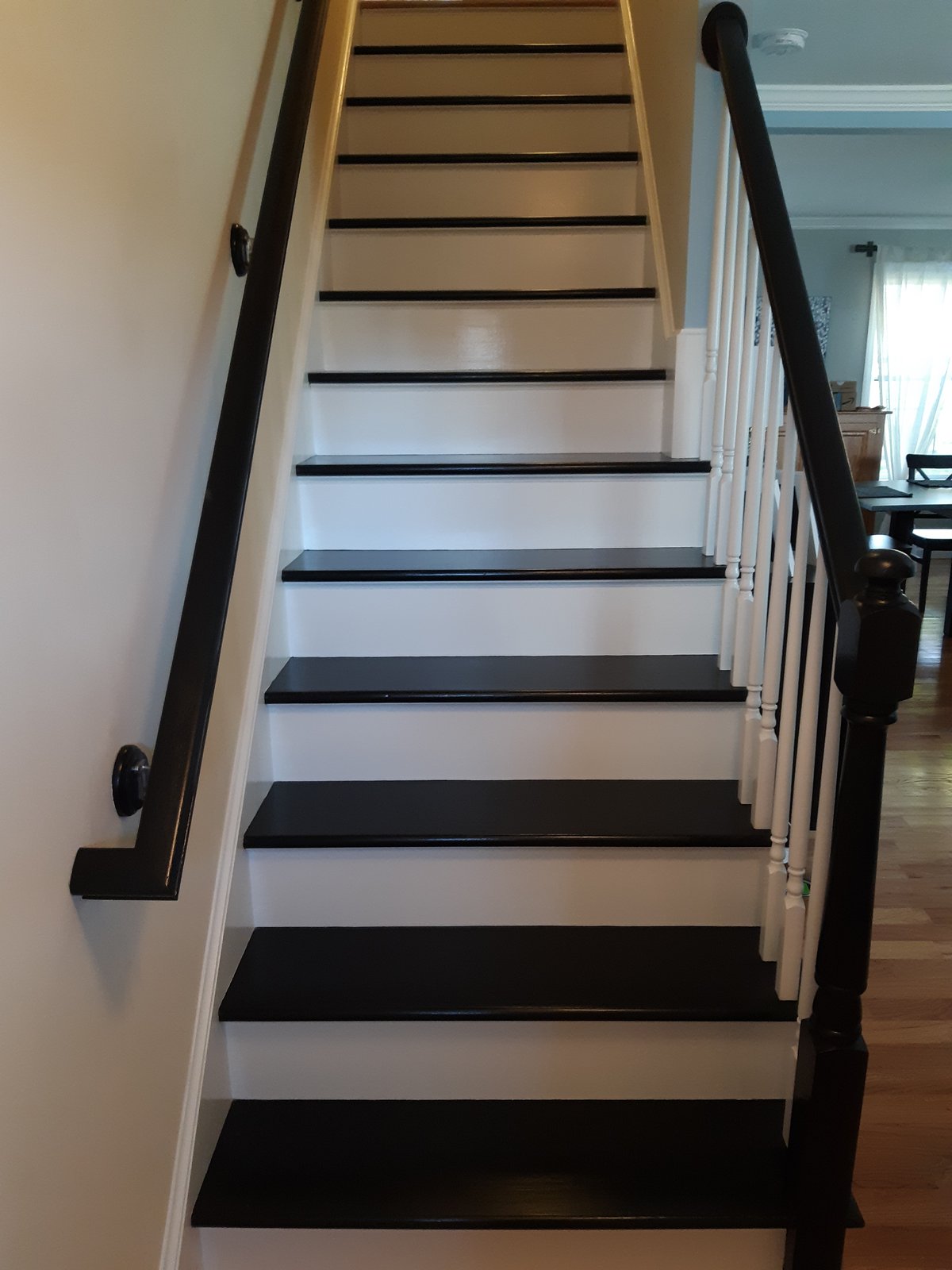Interior Staircase Black Treads White Risers — Frank Leonard Painting LLC