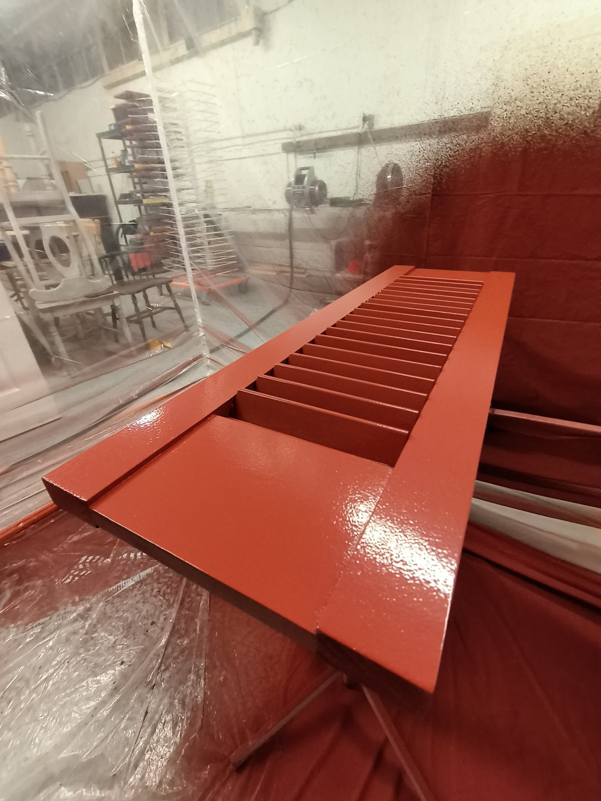 Interior Shutter Red Paint Process — Frank Leonard Painting LLC