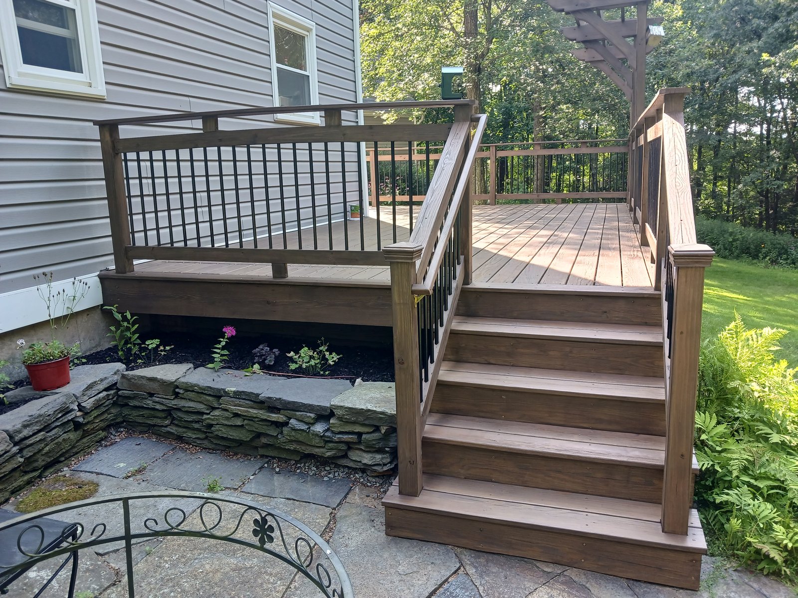 Exterior Deck Stairs Stained Wood — Frank Leonard Painting LLC