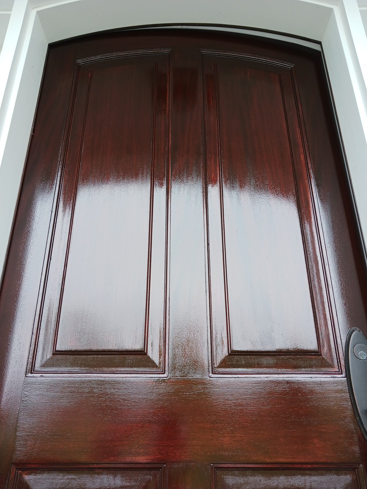 Stain Varnish Exterior Wood Door Dark Brown Glossy — Frank Leonard Painting LLC