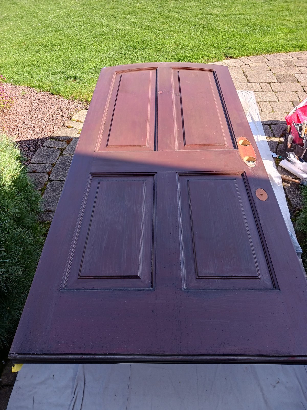 Stain Varnish Exterior Wood Door Dark Brown — Frank Leonard Painting LLC