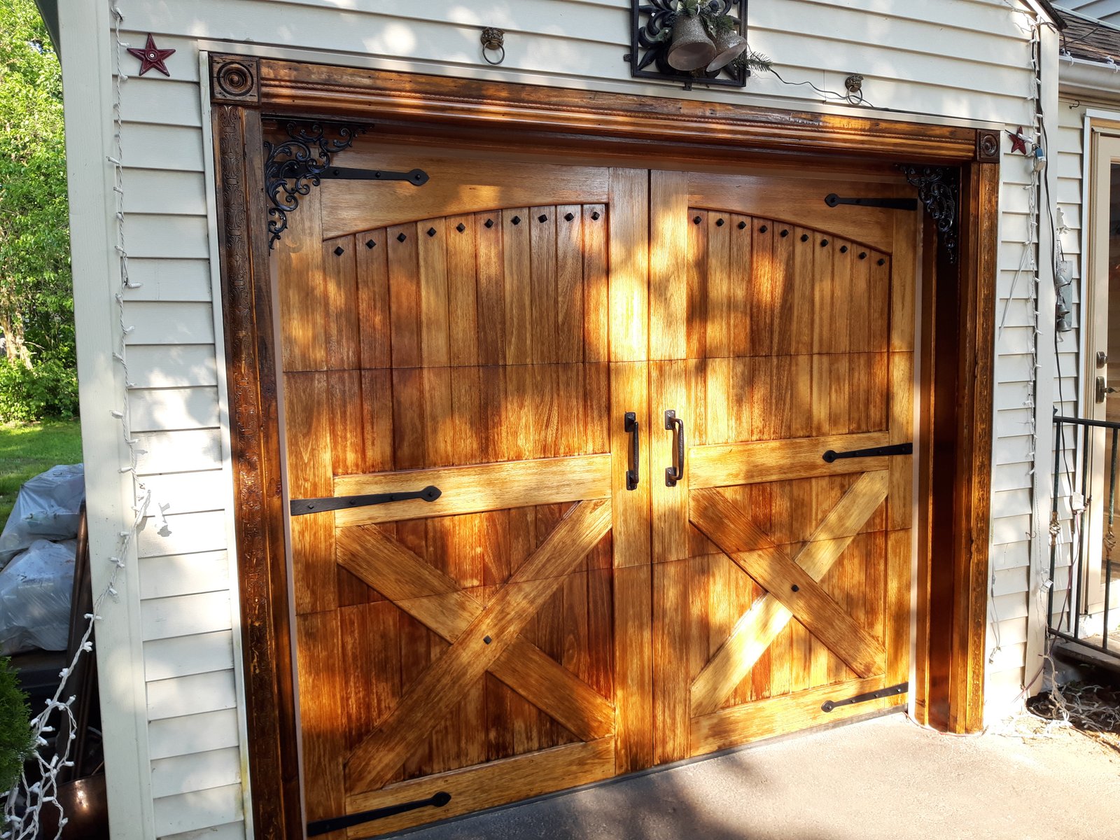 Stain Varnish Garage Door Wood Natural Finish — Frank Leonard Painting LLC