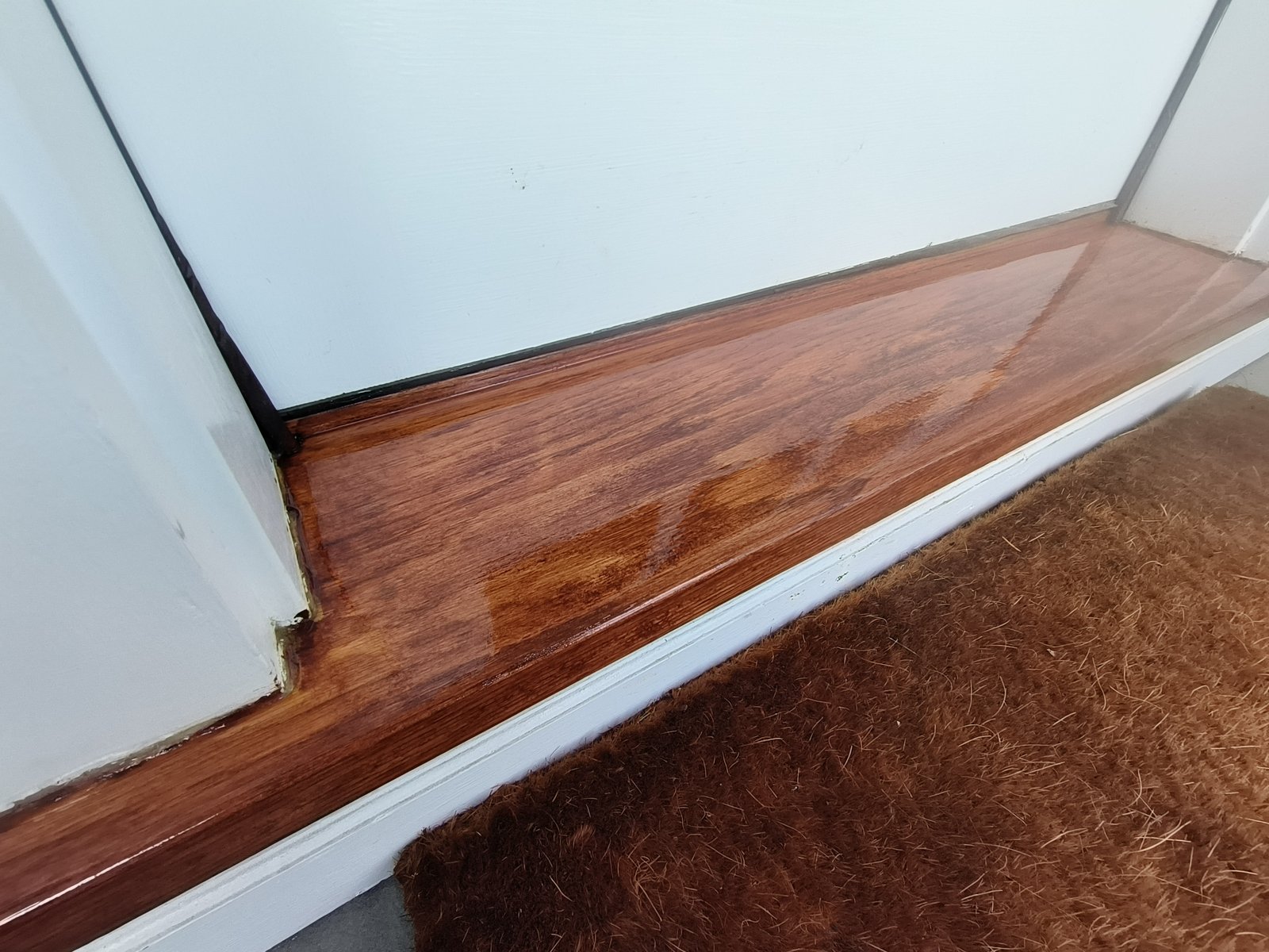 Wood Door Threshold Stain Varnish Glossy Finish — Frank Leonard Painting LLC