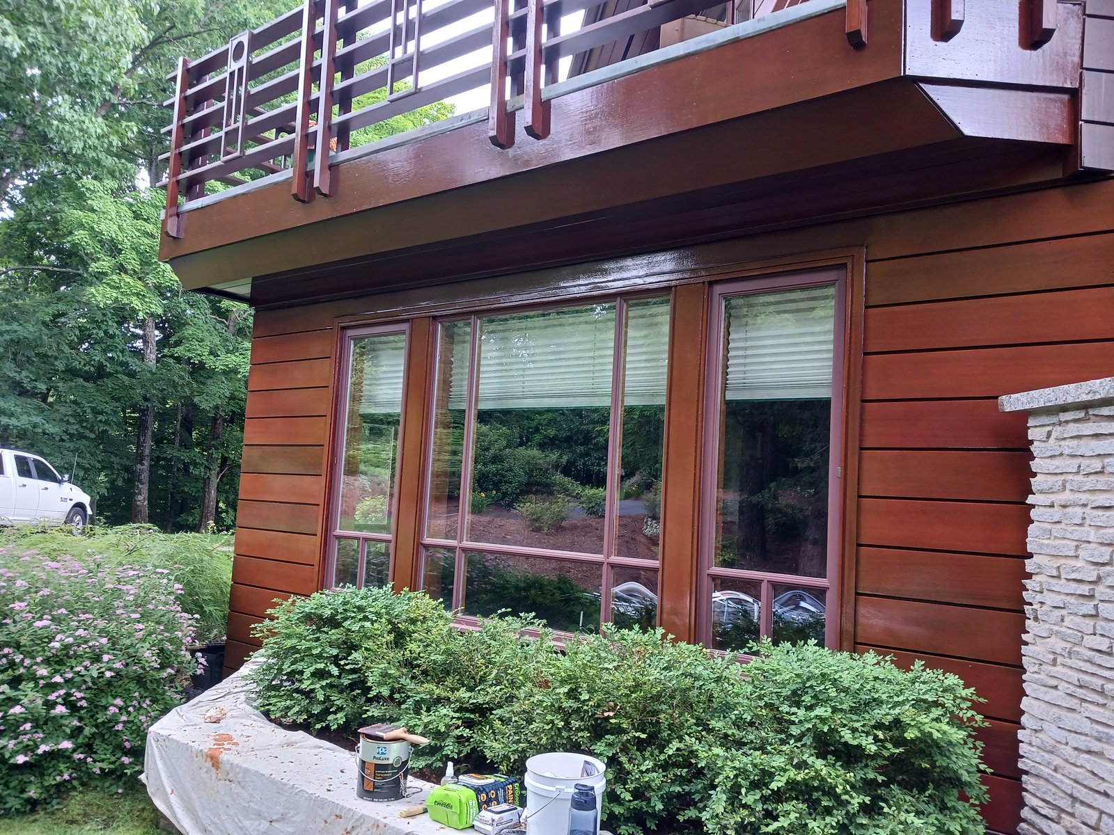 Wood Siding Staining Exterior House Balcony — Frank Leonard Painting LLC