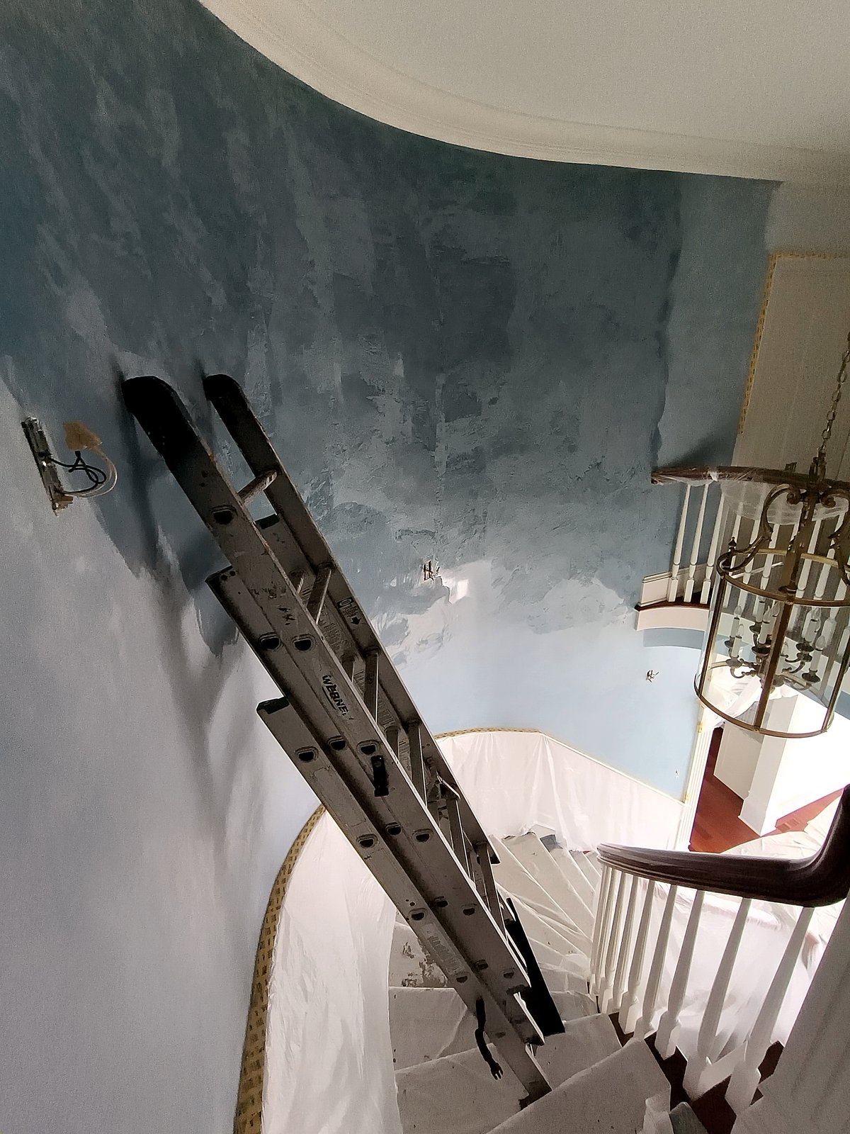 Interior Staircase Wall Repair Prep Ladder — Frank Leonard Painting LLC