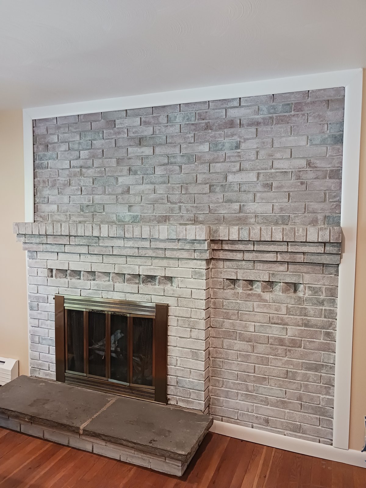Whitewashing Fireplace Brick White Trim Interior — Frank Leonard Painting LLC